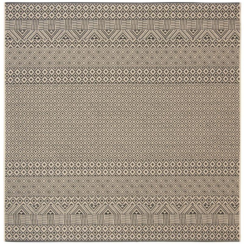Courtyard CY6235 Power Loomed Indoor and Outdoor Area Rug - Beige/Black - 6'7"x6'7" - Safavieh