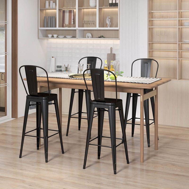 Costway 30" Bar Height Chairs with Footrest & Removable Backrest Rubber Feet for Kitchen