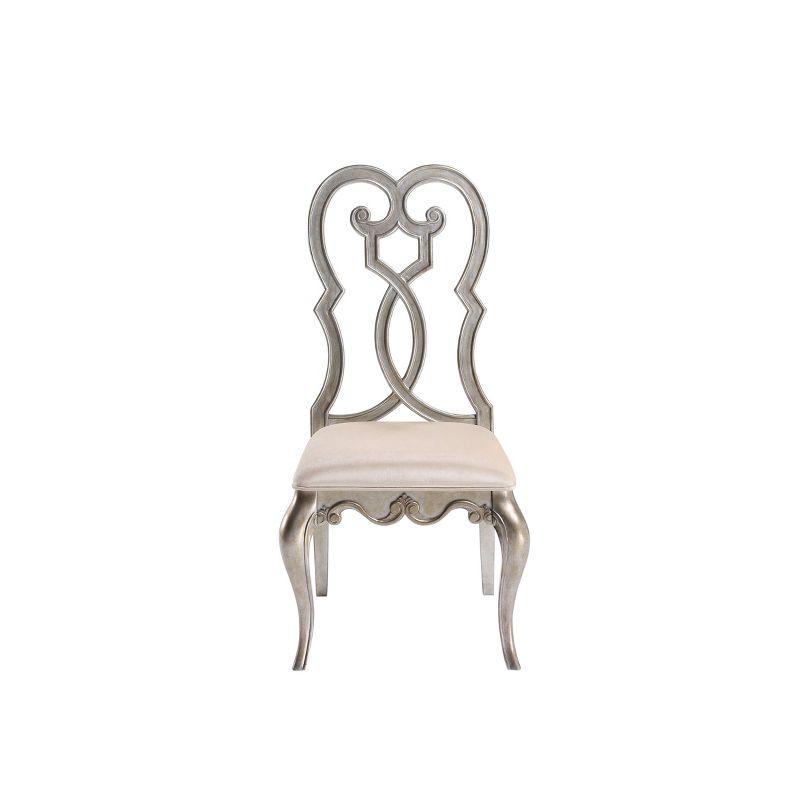 Set of 2 23" Esteban Dining Chairs Ivory Velvet/Antique Champagne Finish - Acme Furniture
