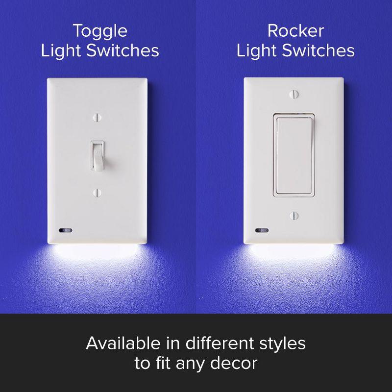 White Smart Toggle Switch Plate with LED Night Light