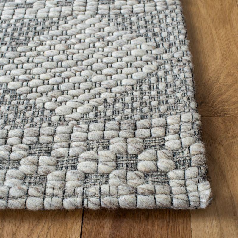 Marbella Gray Geometric Flat Woven Wool Rug, 5' x 8'