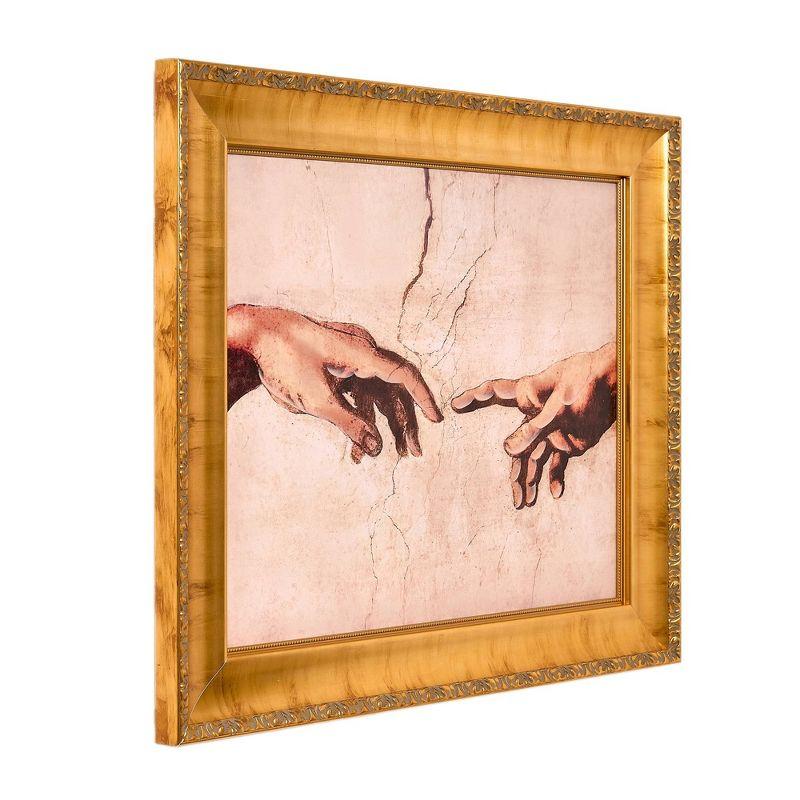 American Art Decor 30.75"x26.75" Ornate Framed Creation of Adam Canvas Print by Michelangelo: Classic Renaissance Wall Art, D-ring Mounted