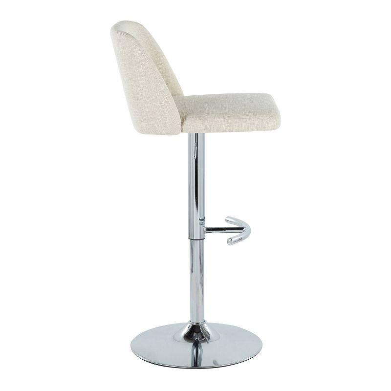 Cream Upholstered Adjustable Swivel Barstools with Chrome Base