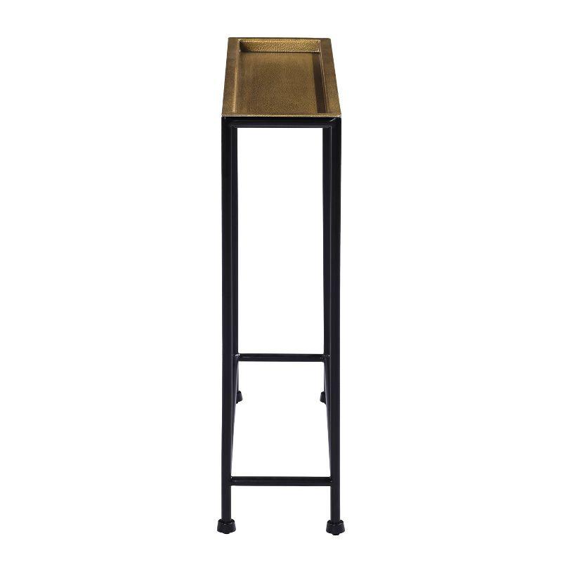 Comfort Pointe Tivoli Side Table Brass/Antique Bronze: Removable Tray, No Assembly, Metal Frame