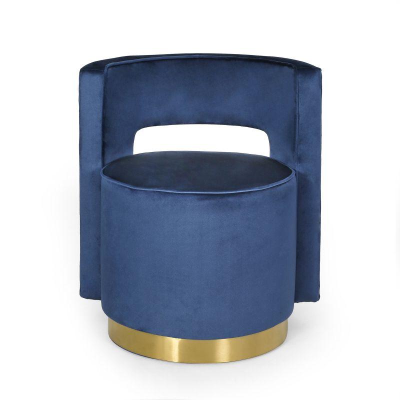 GDFStudio Freas Modern Open Back Velvet Swivel Club Chair, Cobalt
