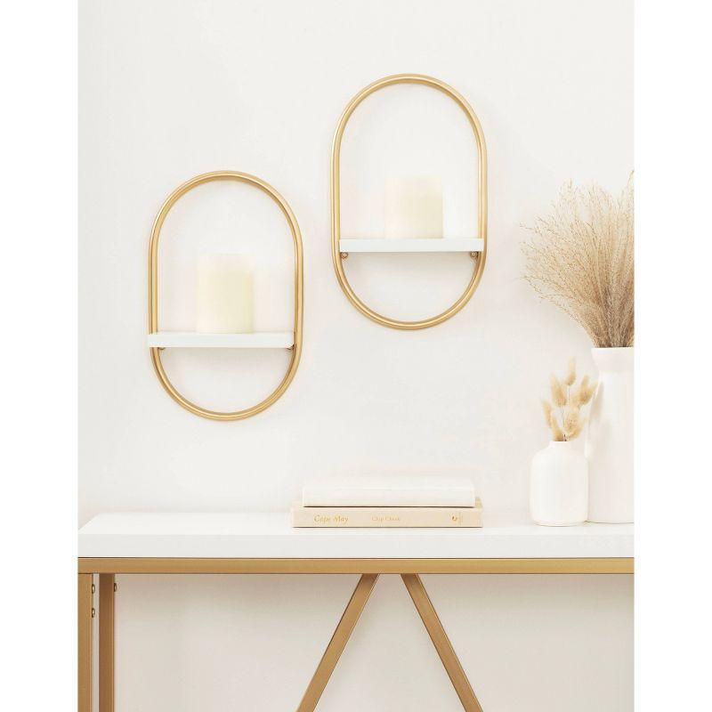 Set of 2 Olav Wall Shelf Set White: Modern Floating Shelves by Kate & Laurel All Things Decor