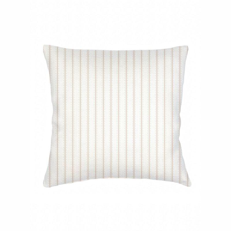 Beige French Stripe Linen Throw Pillow 20x20