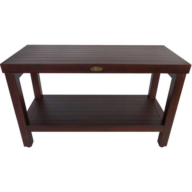 30" Eleganto DT116 Wide Teak Wood Shower Bench with Shelf - DecoTeak