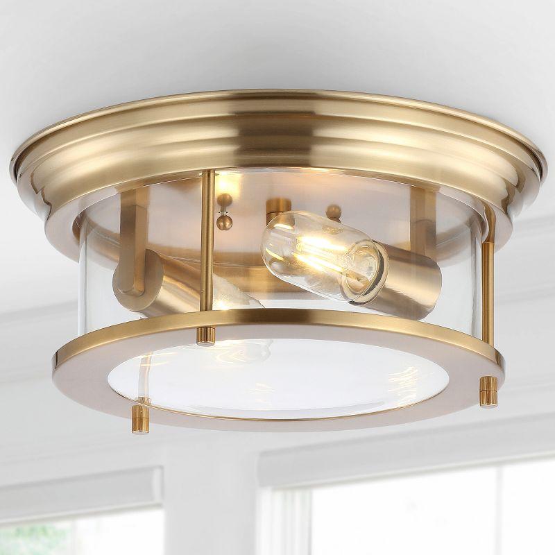 JONATHAN Y Lauren 2-Light Metal/Glass LED Flush Mount