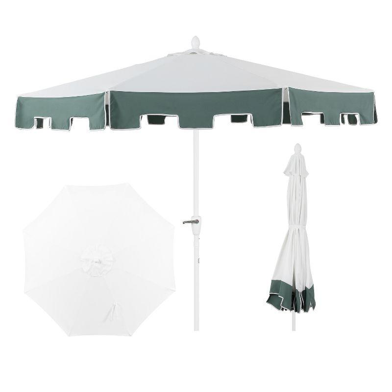 Baiona 9 ft. White and Green Aluminum Patio Umbrella with Auto-Tilt