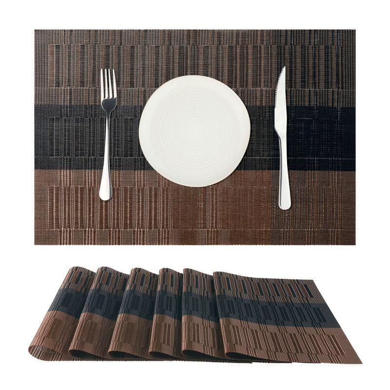 Unique Bargains Dining Table Heat-Resistant Woven PVC Placemats 18 x 12 Inches 6 Pcs Coffee