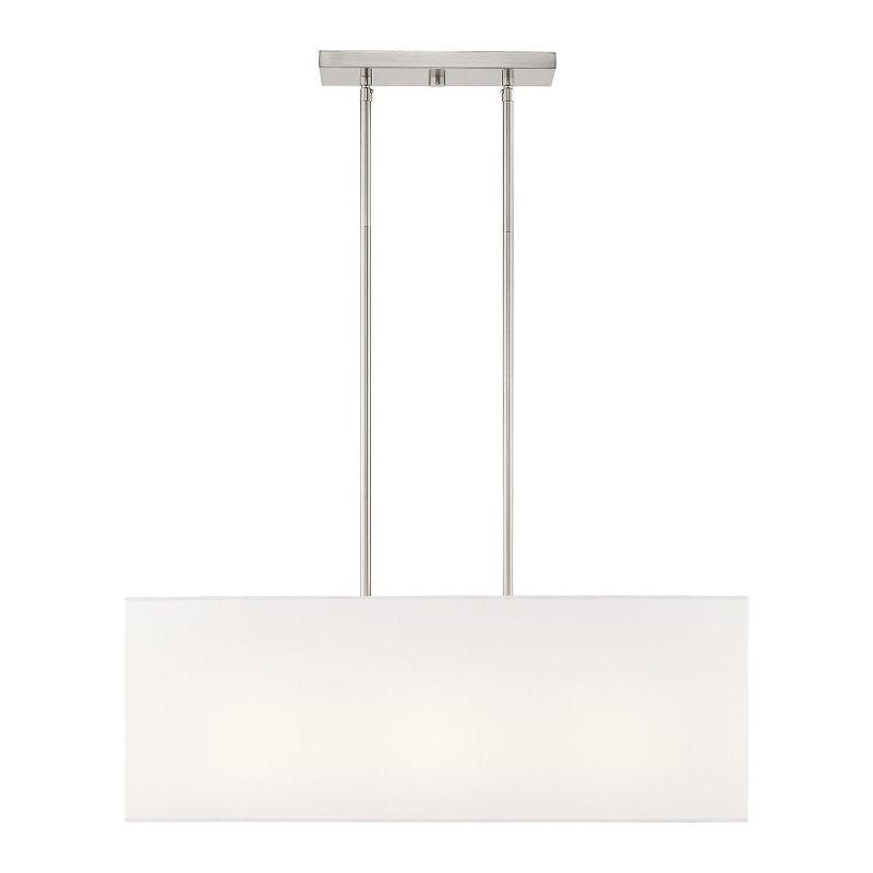 Summit Brushed Nickel 3-Light Linear Chandelier with Off-White Shade