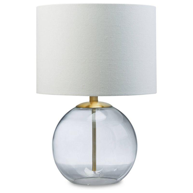 Contemporary 20.75" Clear Glass and Brass Table Lamp with White Shade