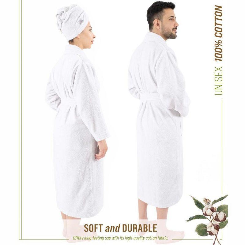 100% Cotton Turkish Bathrobes, Soft Absorbent Lightweight Unisex Couple Robes