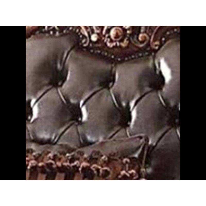 96" Vendome PU Sofa Cherry - Acme Furniture: Traditional Crescent, Nailhead Trim, Includes 3 Pillows