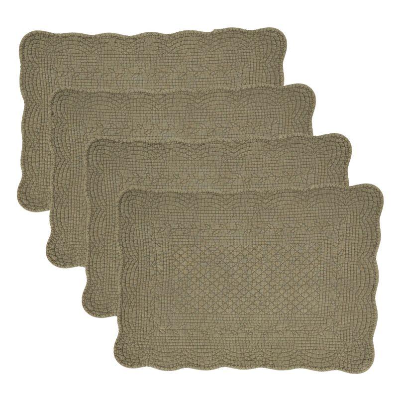 Green Quilted Cotton Rectangle Placemats Set of 4