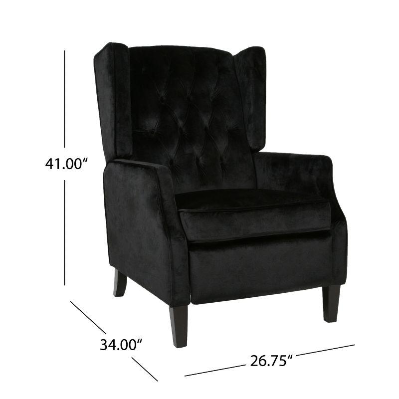 Christopher Knight Home Keating Contemporary Fabric Tufted Wingback Pushback Recliner, Black