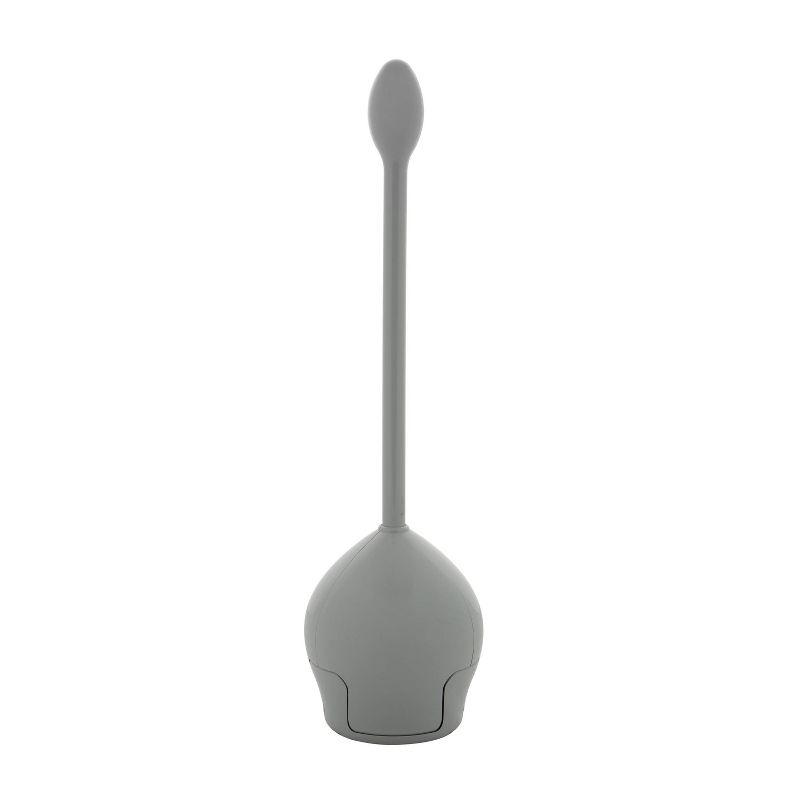 Gray Self-Closing Tulip Toilet Brush with Holder