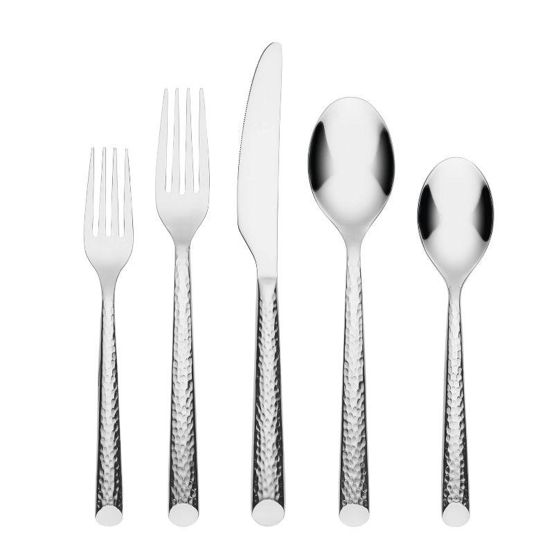 Elsa Hammered Stainless Steel 20-Piece Flatware Set