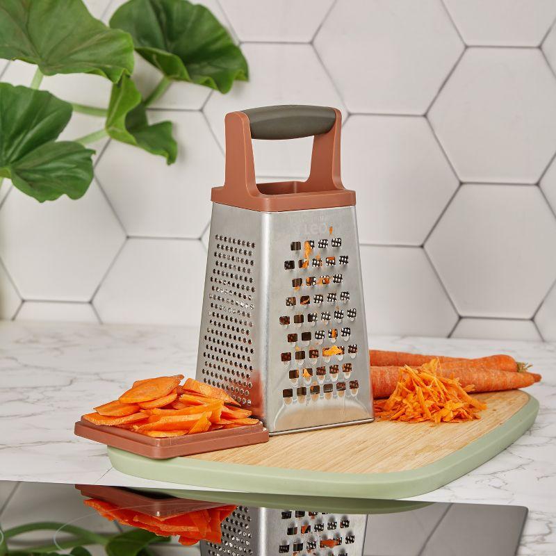 Stainless Steel 4-Sided Box Grater with Soft-Grip Handle