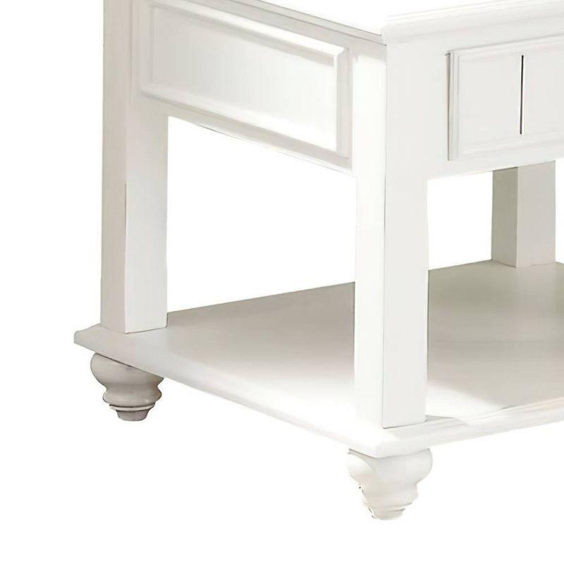 24" Natesa Accent Table White Washed - Acme Furniture: French Country Style, 24-Inch Side Table with Storage Drawer