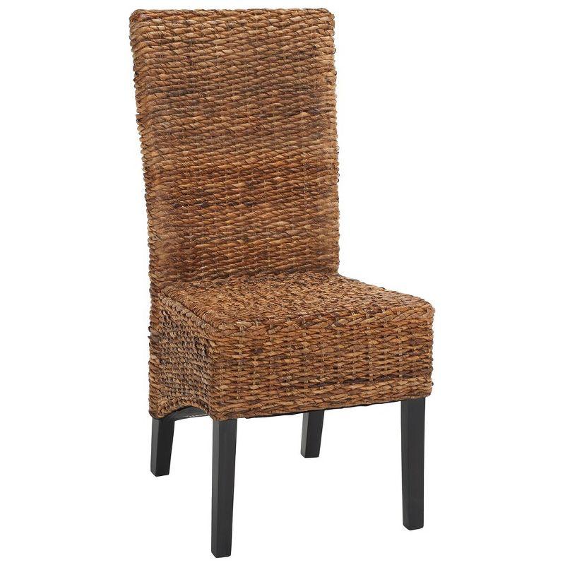 Kiska 18''H Rattan Side Chair (Set of 2) - Dark Brown - Safavieh