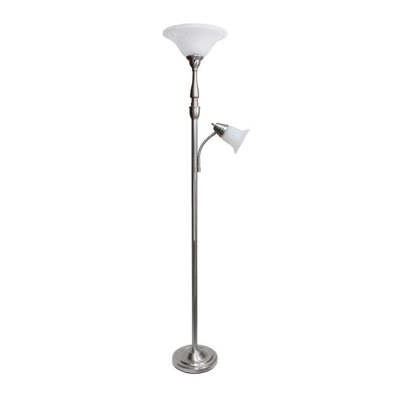 71" 2-Light Mother Daughter Floor Lamp Brushed Nickel - Elegant Designs: Adjustable, UL Listed, Metal Body