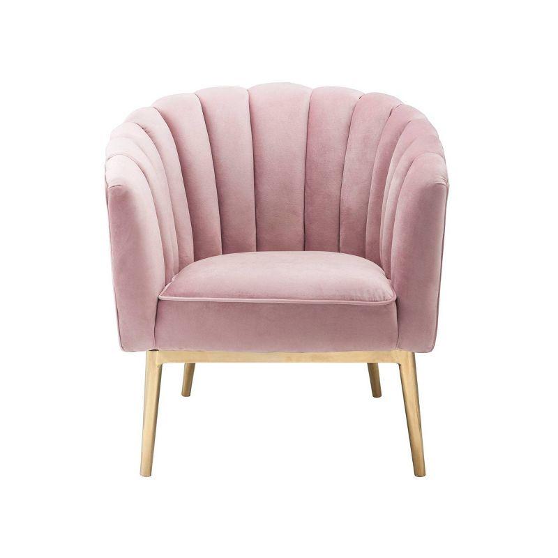 31" Colla Accent Chair Blush Pink Velvet/Gold Finish - Acme Furniture: Tufted, Leather Upholstery, Wood Frame