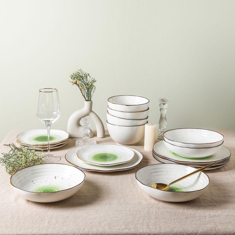 Christian Siriano Luma 32-Piece Dinnerware Set Porcelain, Service for 8, Green