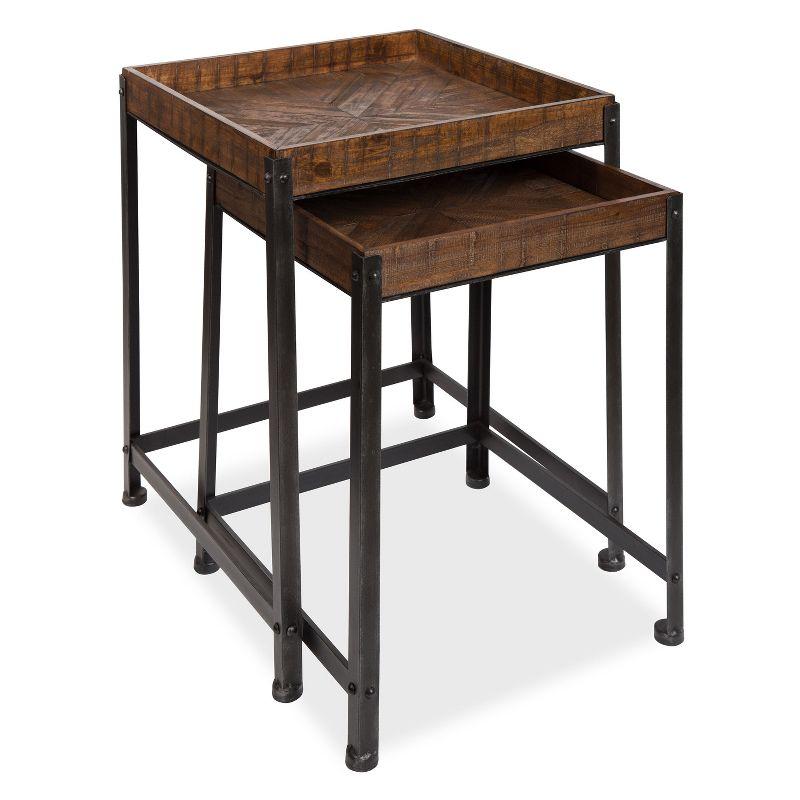 Kate and Laurel Marsh Square Wood Nesting Table, 2 Piece, Rustic Brown