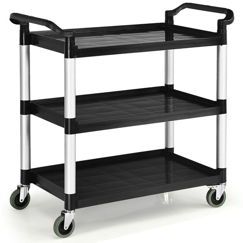 Costway 3-Shelf Service Cart Aluminum Frame 490lbs Capacity with Casters & Handles