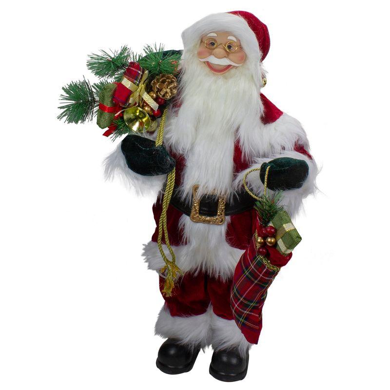 24" Red and White Santa Claus Figurine with Presents