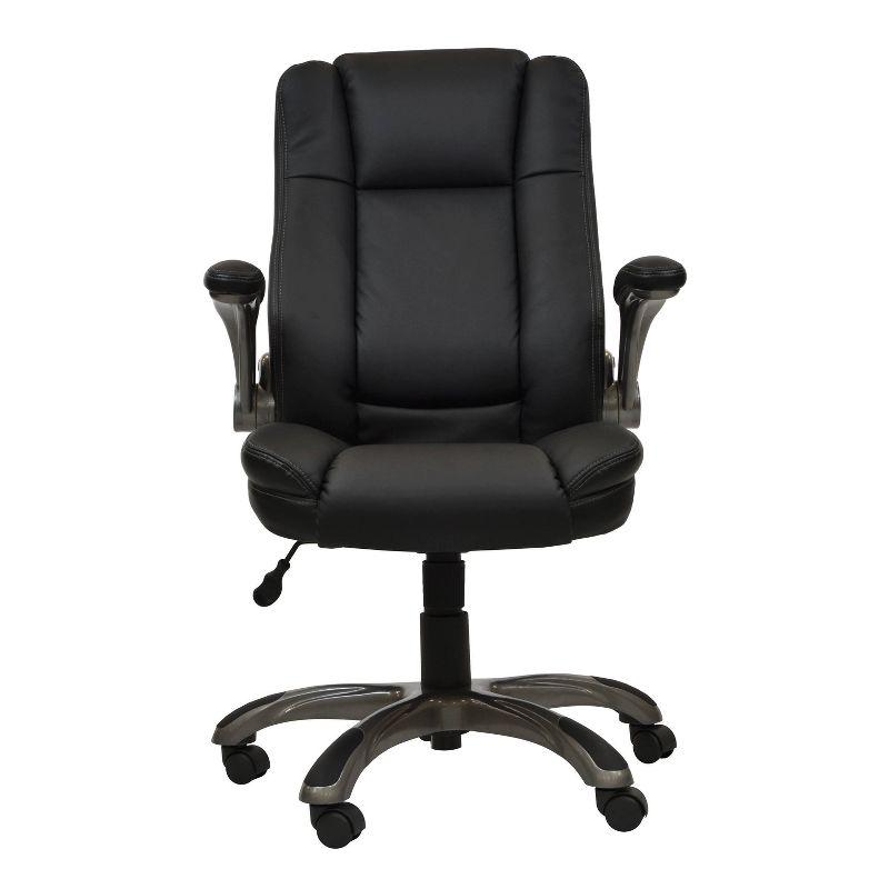 Medium Back Manager Chair with Flip-up Black - Techni Mobili: Stitched Techniflex, Built-in Support, 5-Star Base