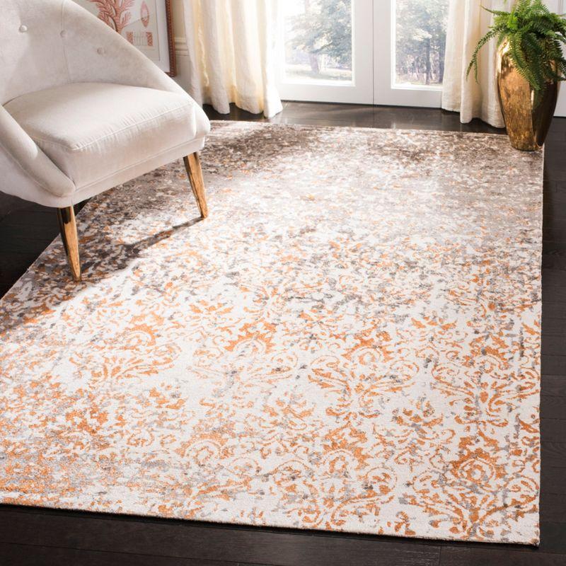 Handmade Ivory/Rust Tufted Wool-Viscose Blend Rectangular Rug 4' x 6'