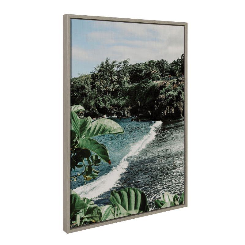 Kate and Laurel Sylvie Aloha Kai Framed Canvas by Alicia Abla, 23x33, Gray