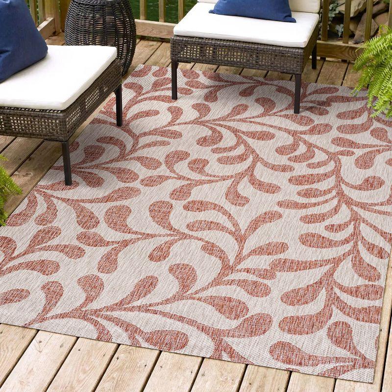 3'x5' Vine All Over Indoor/Outdoor Area Rug, Red/Beige - JONATHAN Y