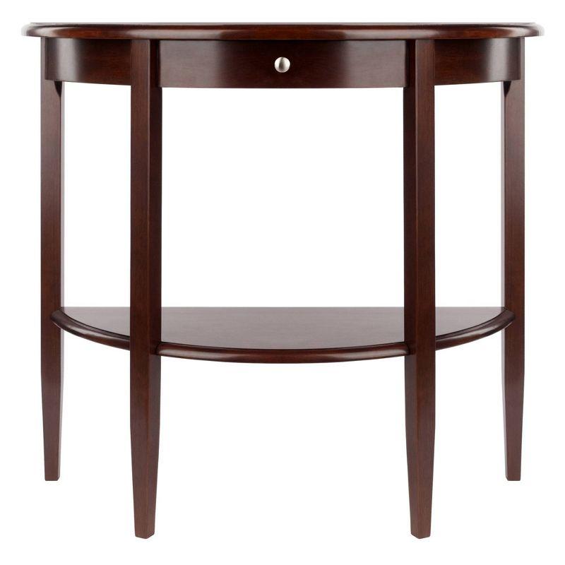 Winsome Concord Hall / Console Table, Half Moon with Drawer, Shelf - Antique Walnut: Entryway Furniture with Storage, Wood Composite