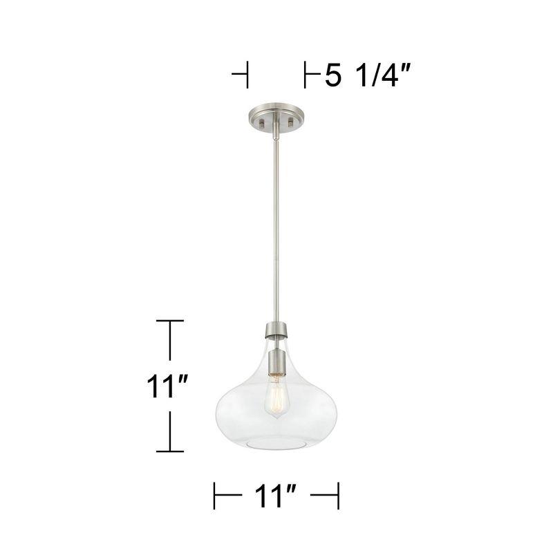 Possini Euro Design Brushed Nickel Mini Pendant 11" Wide Farmhouse Rustic Clear Glass Fixture for Dining Room Living House Home Foyer Kitchen Island