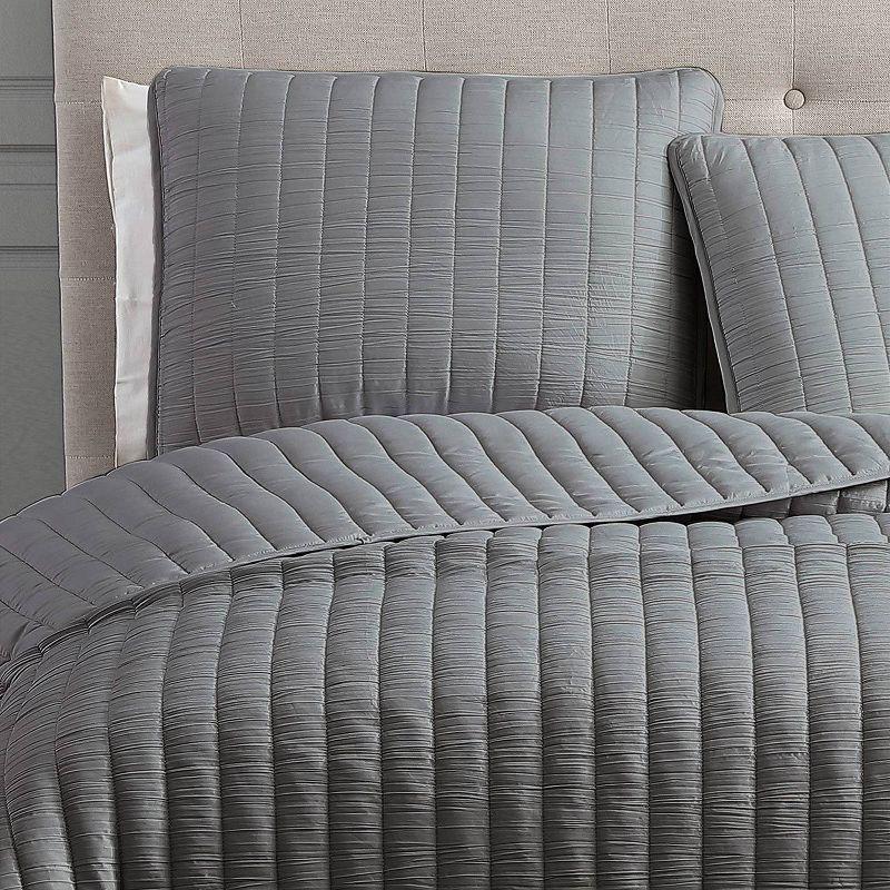 Riverbrook Home 3pc Full/Queen Moonstone Quilt Bedding Set Dark Gray: Polyester, Machine Washable, No Flange