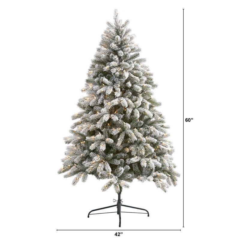Nearly Natural 6-ft Flocked South Carolina Spruce Artificial Christmas Tree with 450 Clear Lights and 925 Bendable Branches