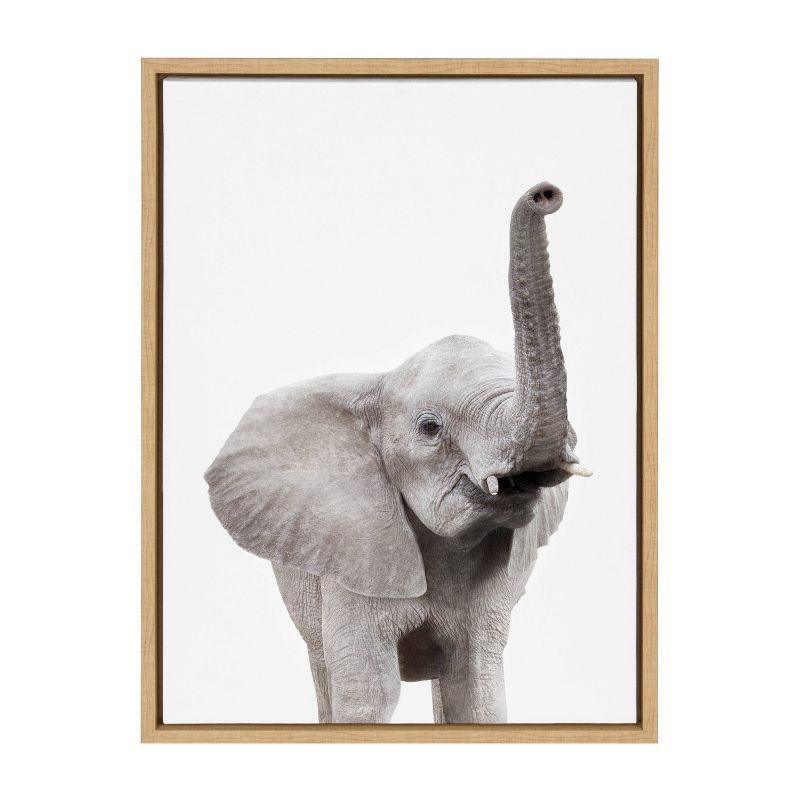 Sylvie Young Elephant Framed Canvas by Amy Peterson - Kate and Laurel