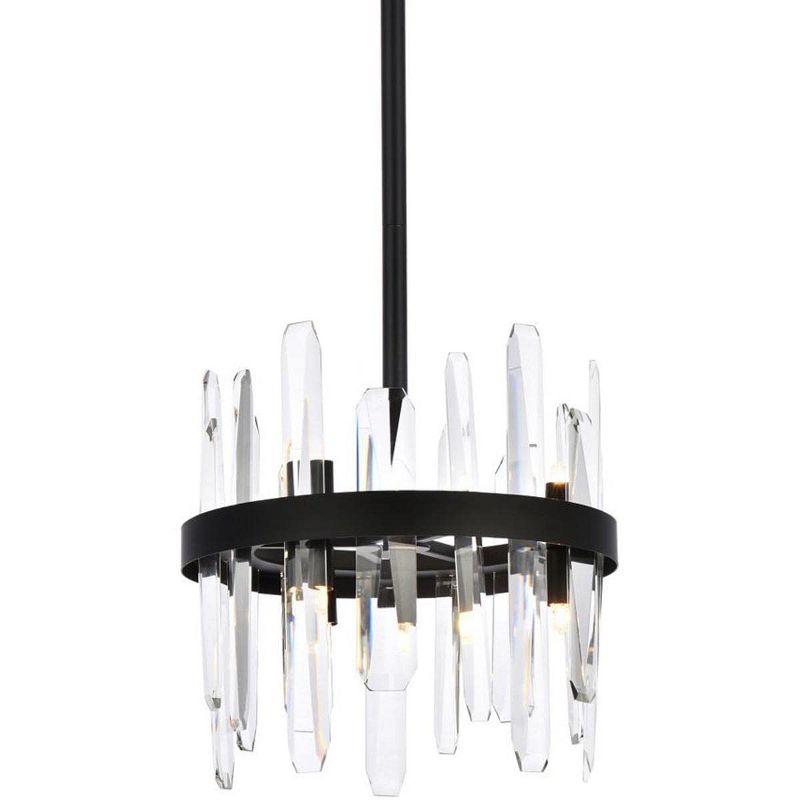 Elegant Lighting Serena 12 inch crystal round pendant in black