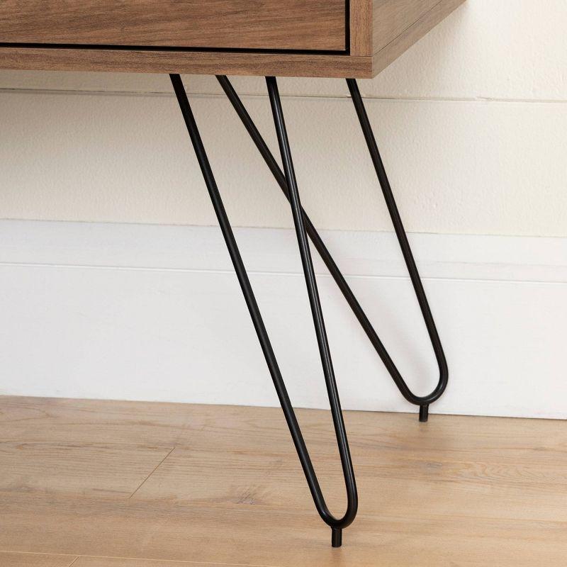 Vito End Table 1 Drawer Dark Wood - South Shore: Scandinavian Style, Mid-Century Hairpin Legs