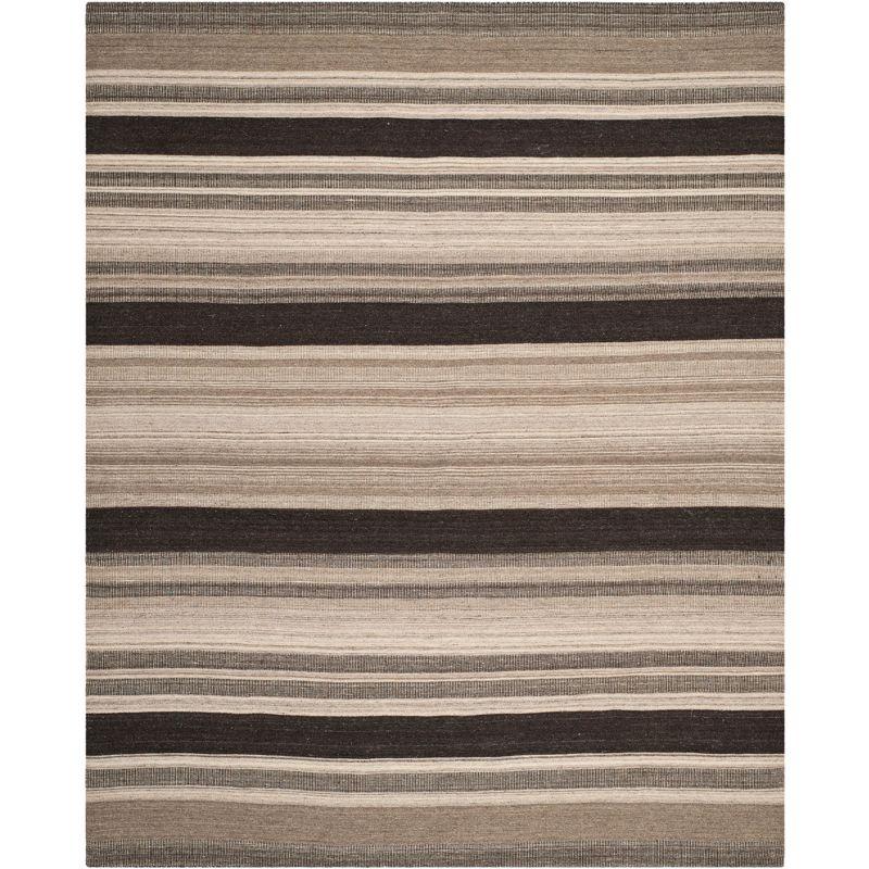 Dhurries DHU628 Hand Woven Area Rug - Natural/Black - 8'x10' - Safavieh.