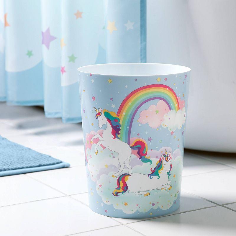 Unicorn And Rainbow Plastic Open Waste Basket - 1.56 Gallons