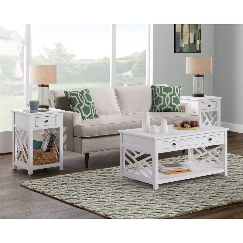 Coventry 36" White Pine Coffee and End Tables Set with Drawers