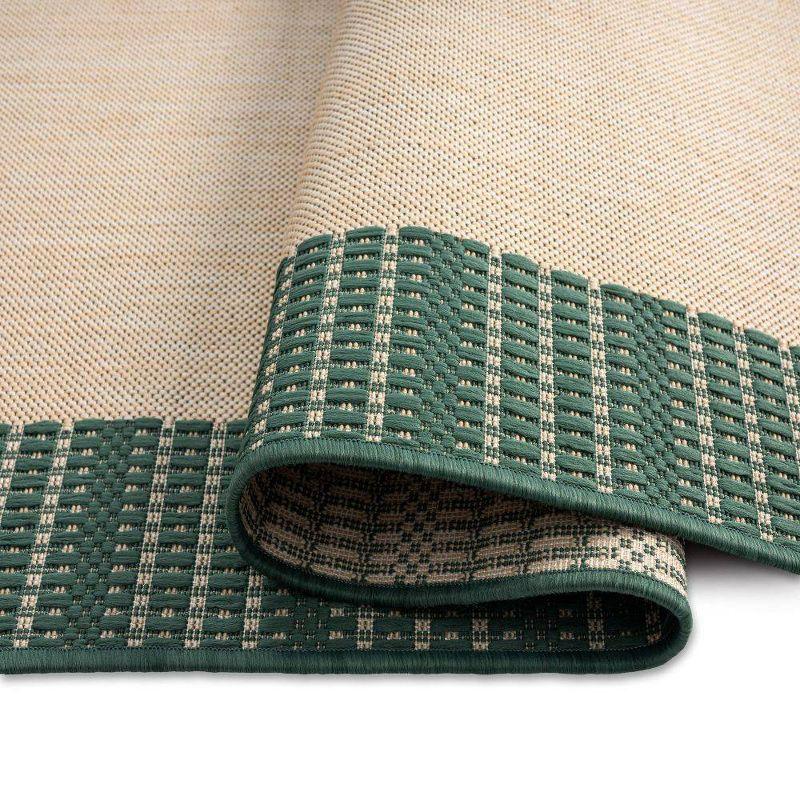 Elegant Beige/Green Synthetic Indoor/Outdoor Easy-Care Rug, 7'9" x 10'2"