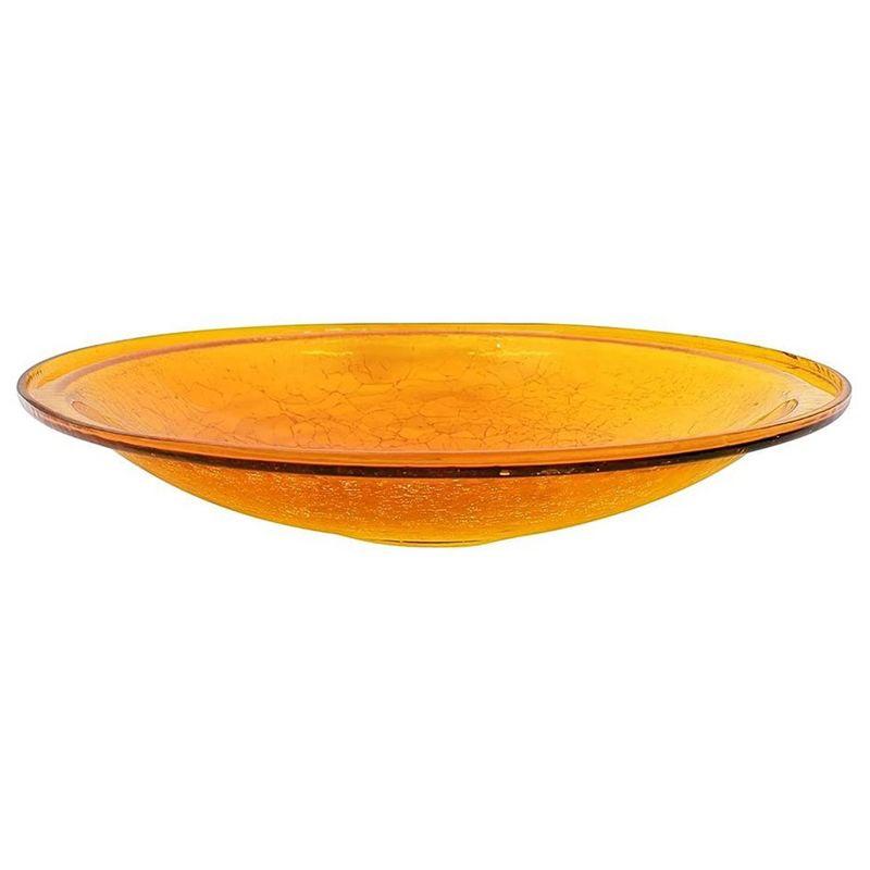 Winston Porter Crackle Glass Birdbath Bowl with Stake, 14-in