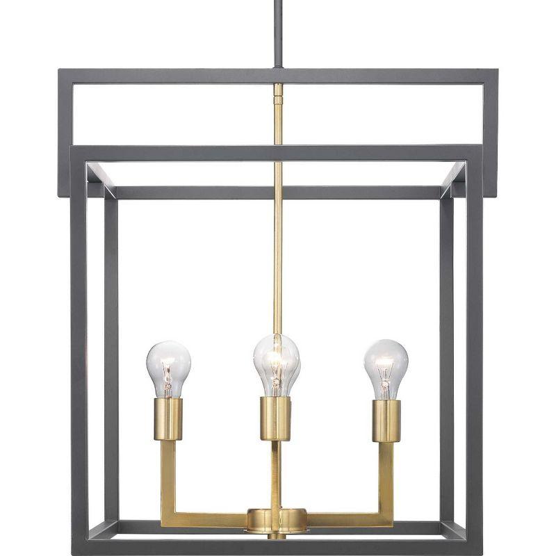 Blakely Graphite and Brass 4-Light Geometric Pendant