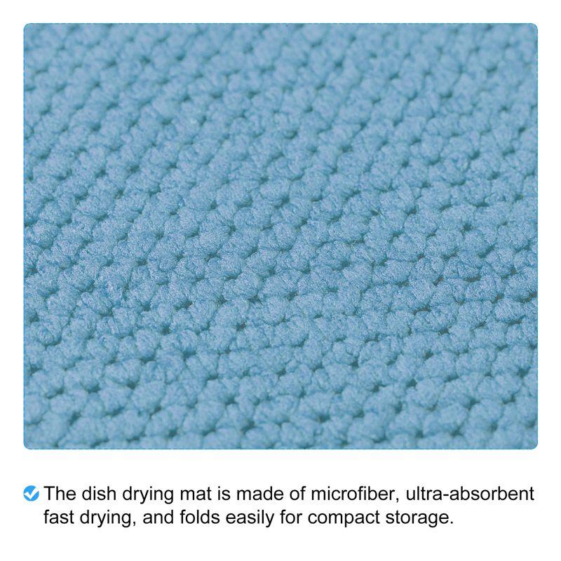 Unique Bargains Microfiber Absorbent Reversible Heat Resistant Dish Drying Mat Blue/Grey/Pink Red 3 Pcs